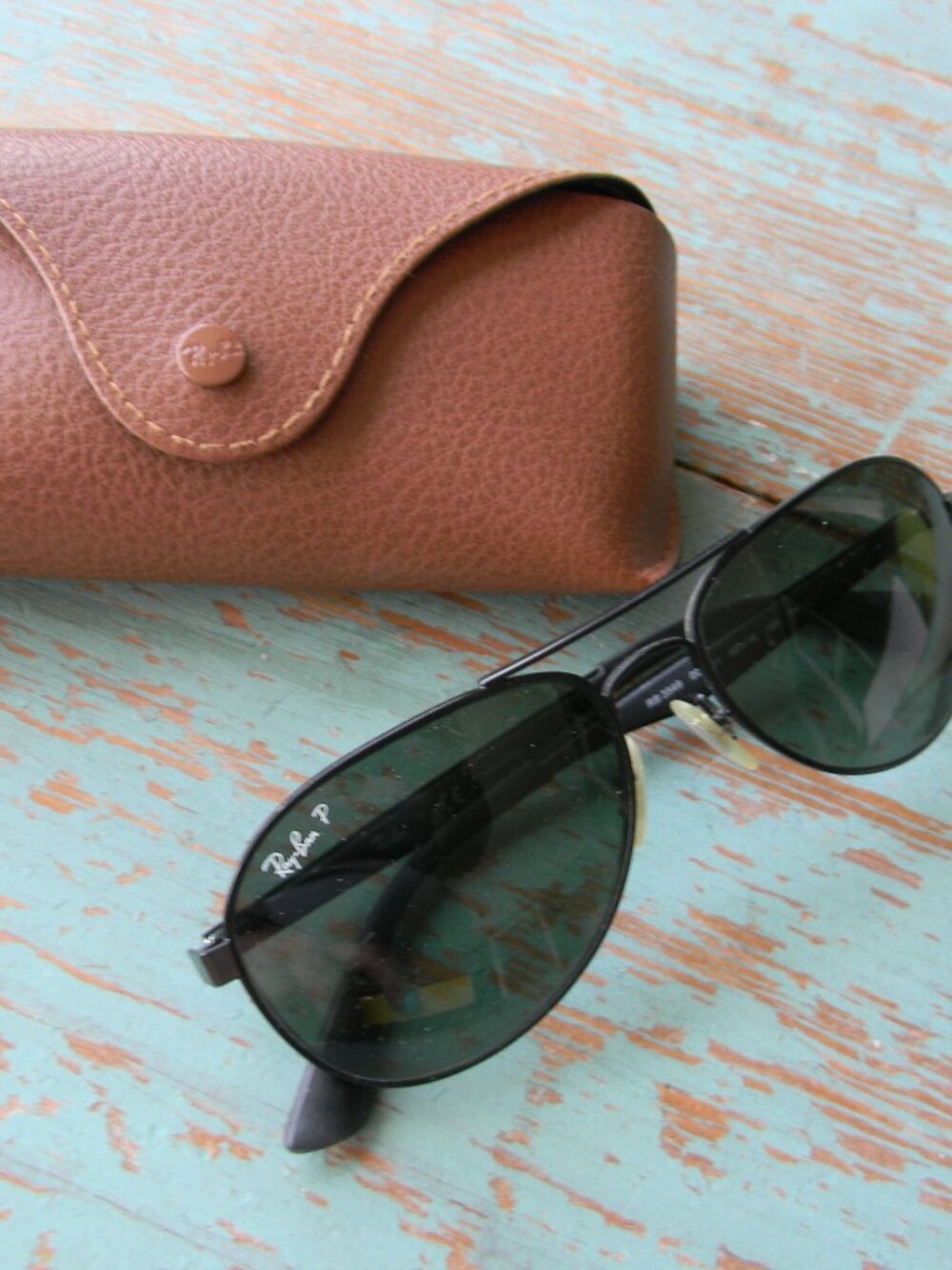 RAY-BAN BLACK AVIATOR SUNGLASSES & CASE **FRAMES ONLY, HAVE PRESCRIPTION LENSES - Picture 2 of 7